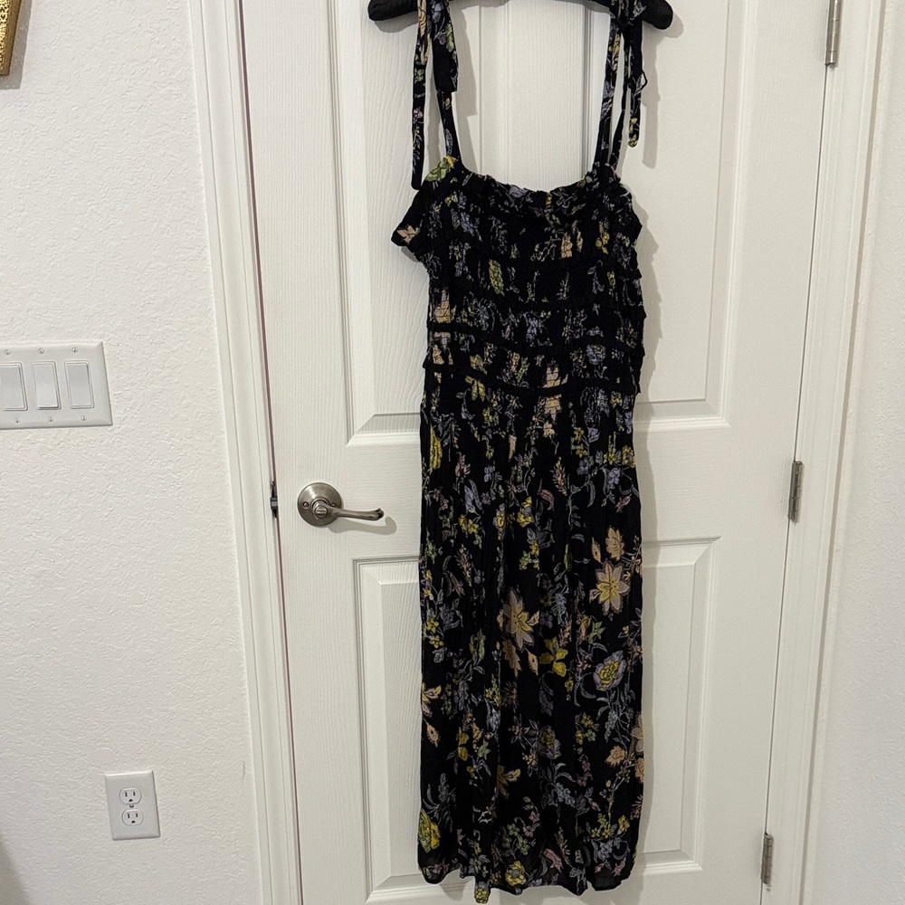 Free People Black Floral Midi Dress